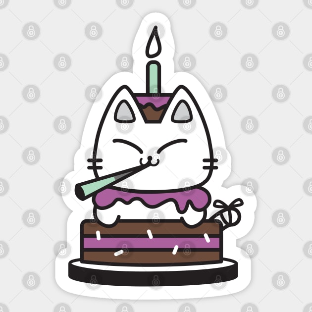 Birthday Cake Cat Sticker by plattercats